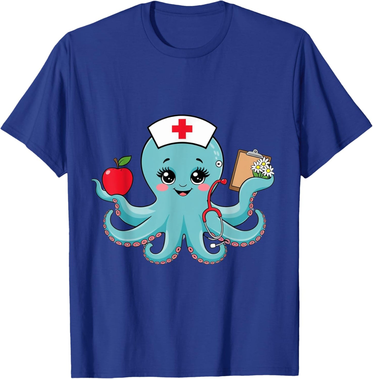 Octopus Nurse Cute Animal Nursing Cartoon Ocean T-Shirt - T-Shirt | Royal
