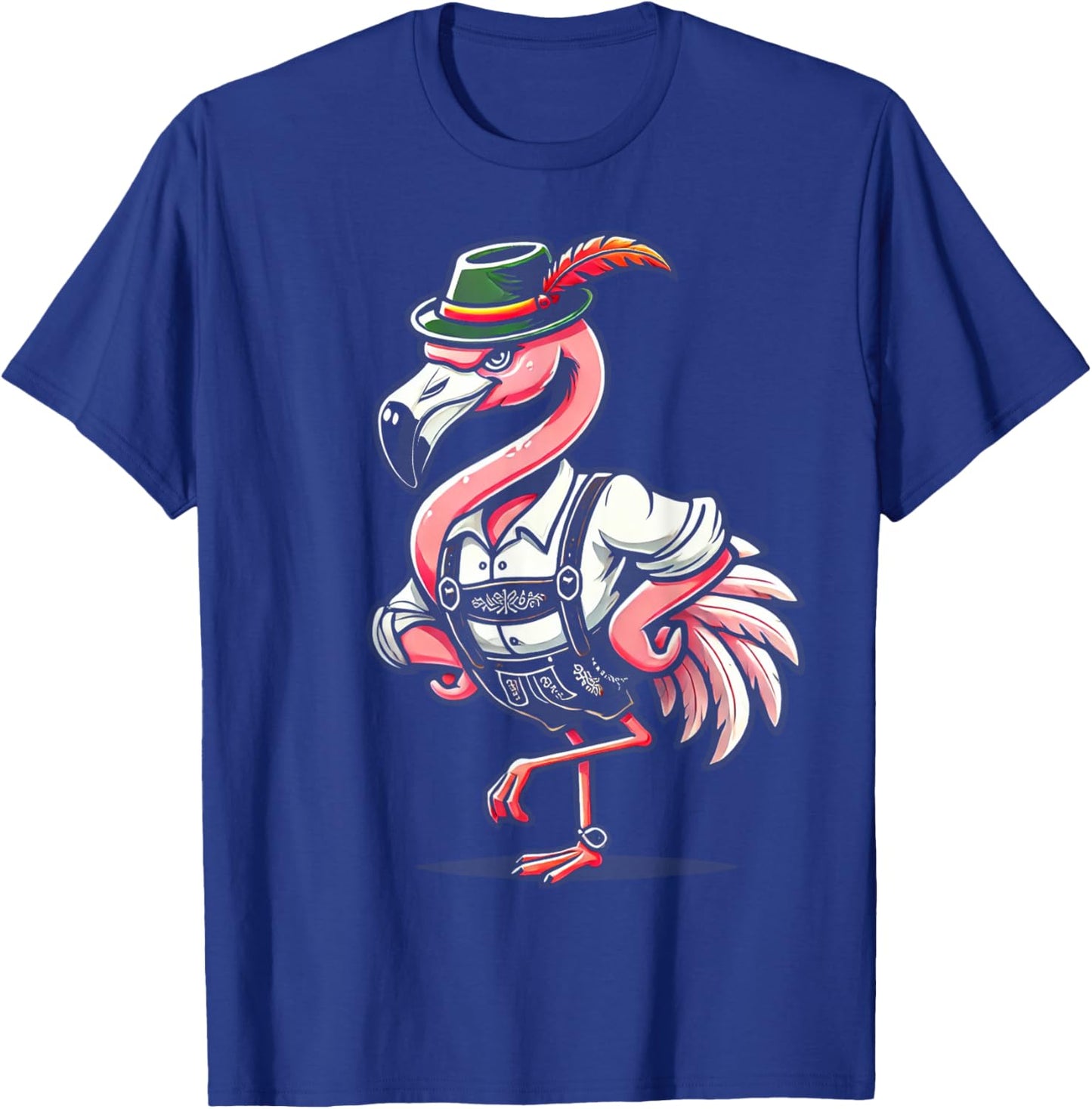 Oktoberfest Flamingo Funny German Bavarian Lederhosen T-Shirt - T-Shirt | Royal