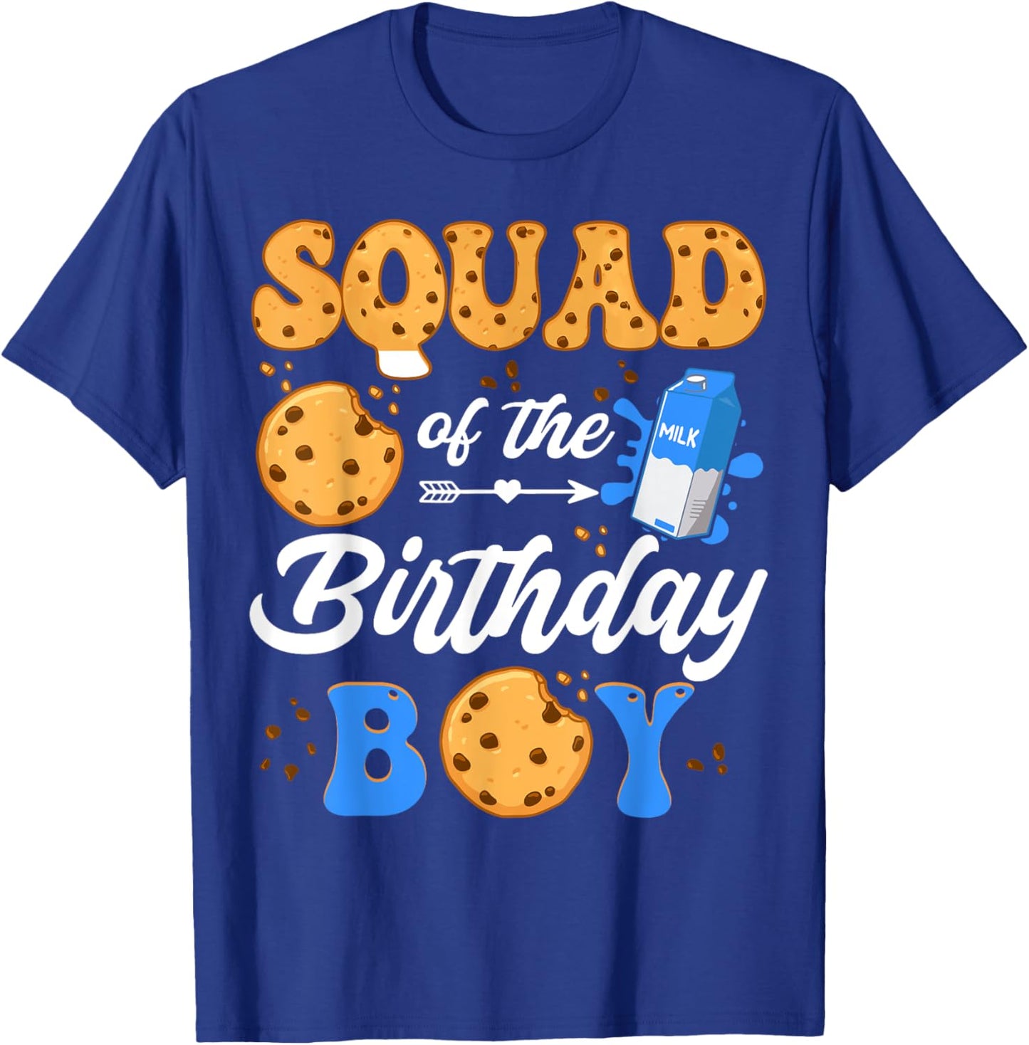 Squad Of The Birthday Boy Milk And Cookies 1St Birthday T-Shirt - T-Shirt | Royal
