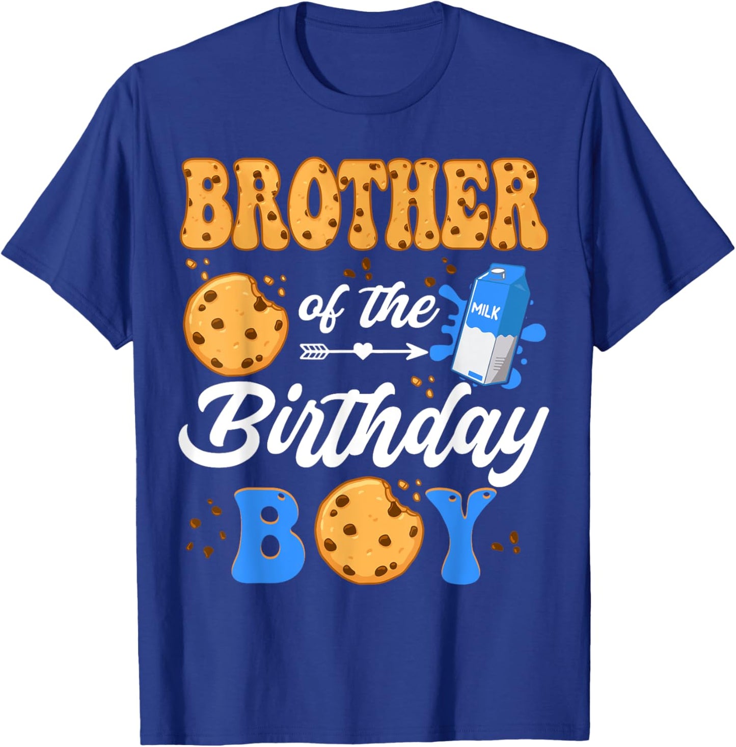 Brother Of The Birthday Boy Milk And Cookies 1St Birthday T-Shirt - T-Shirt | Royal