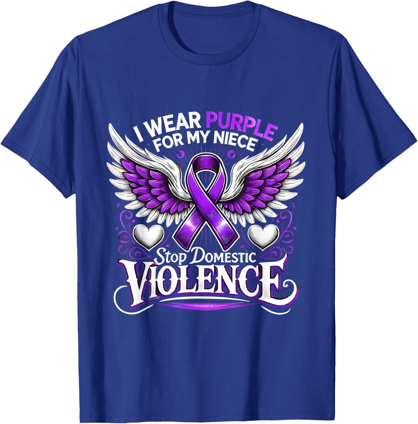 I Wear Purple For My Niece Stop Domestic Violence Graphic T-Shirt - T-Shirt | Royal