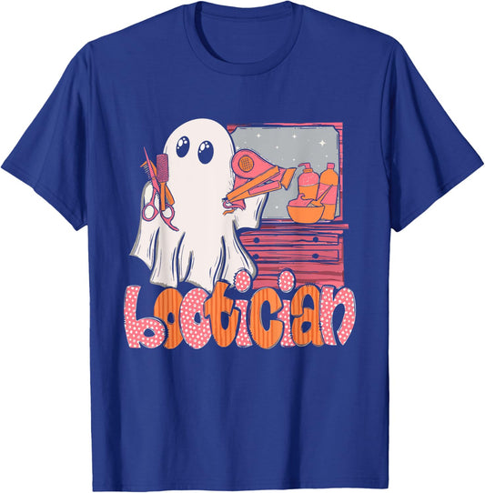 Bootician Funny Beautician Halloween Ghost Hair Stylist T-Shirt - T-Shirt | Royal