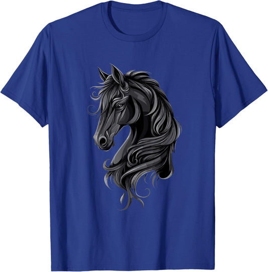 Black Horse Portrait – Friesian horse T-Shirt - T-Shirt | Royal