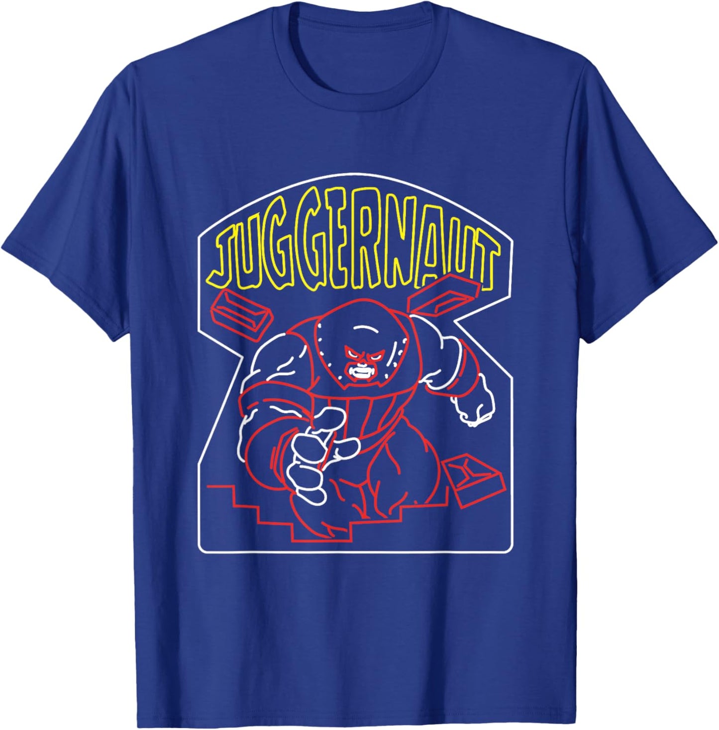Marvel X-Men Juggernaut Breaking Through Wall Retro Outline T-Shirt - T-Shirt | Royal