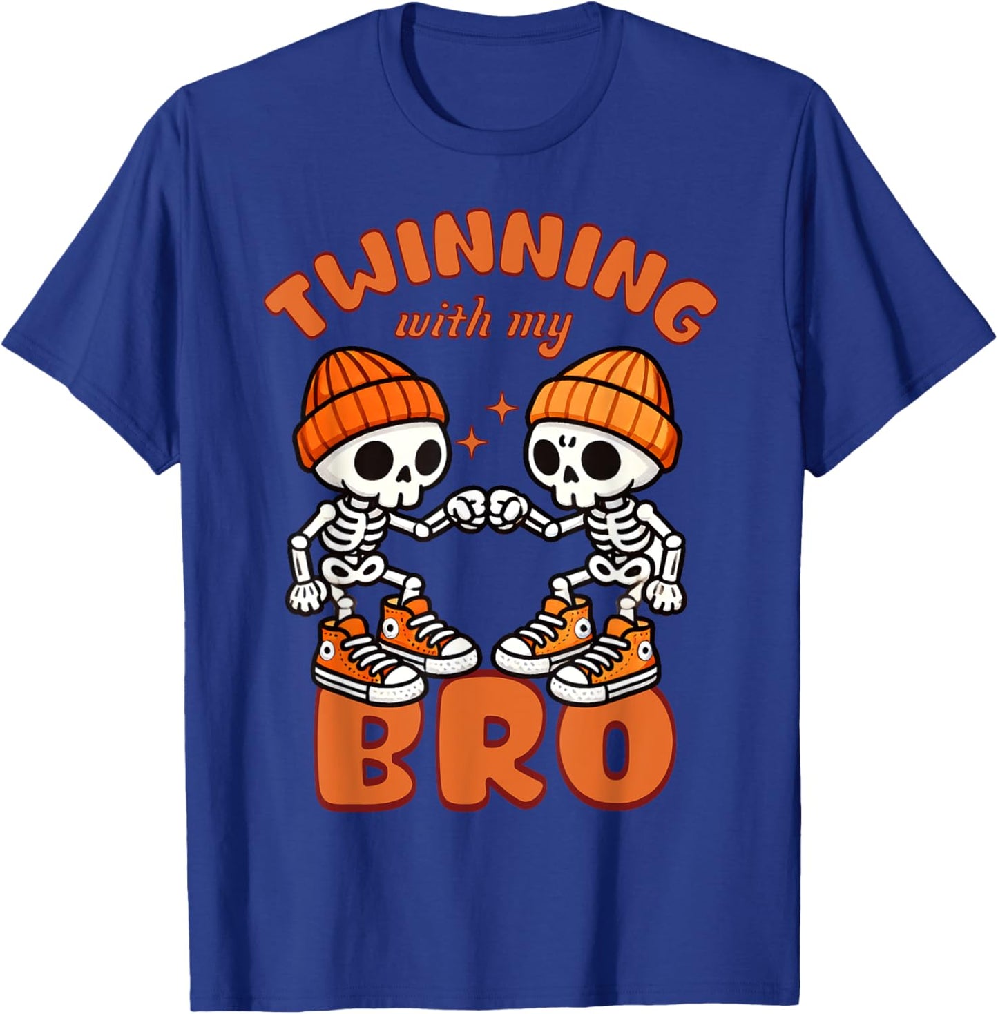 Twin Boys Twinning Halloween Best Friend Matching Skeleton T-Shirt - T-Shirt | Royal
