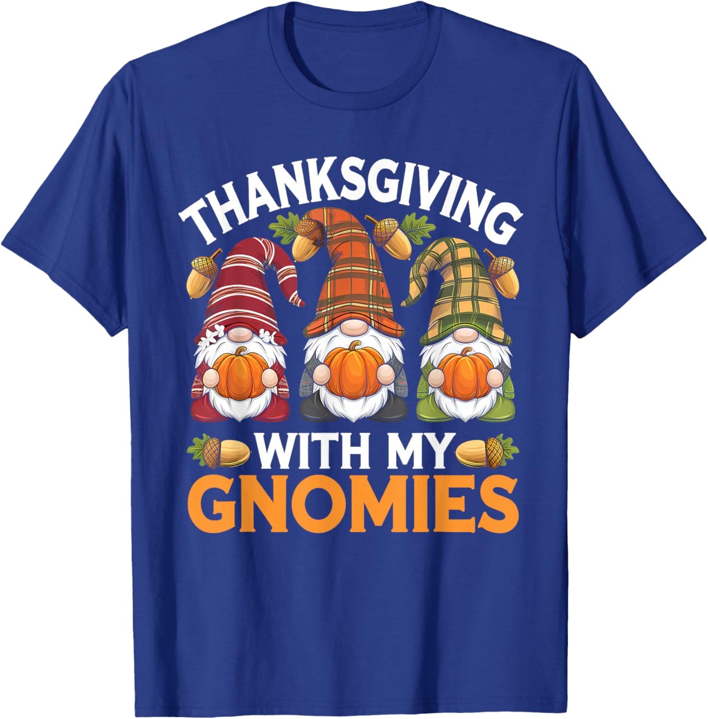 Thanksgiving With My Gnomie Leopard Women Teacher Fall Gnome T-Shirt - T-Shirt | Royal