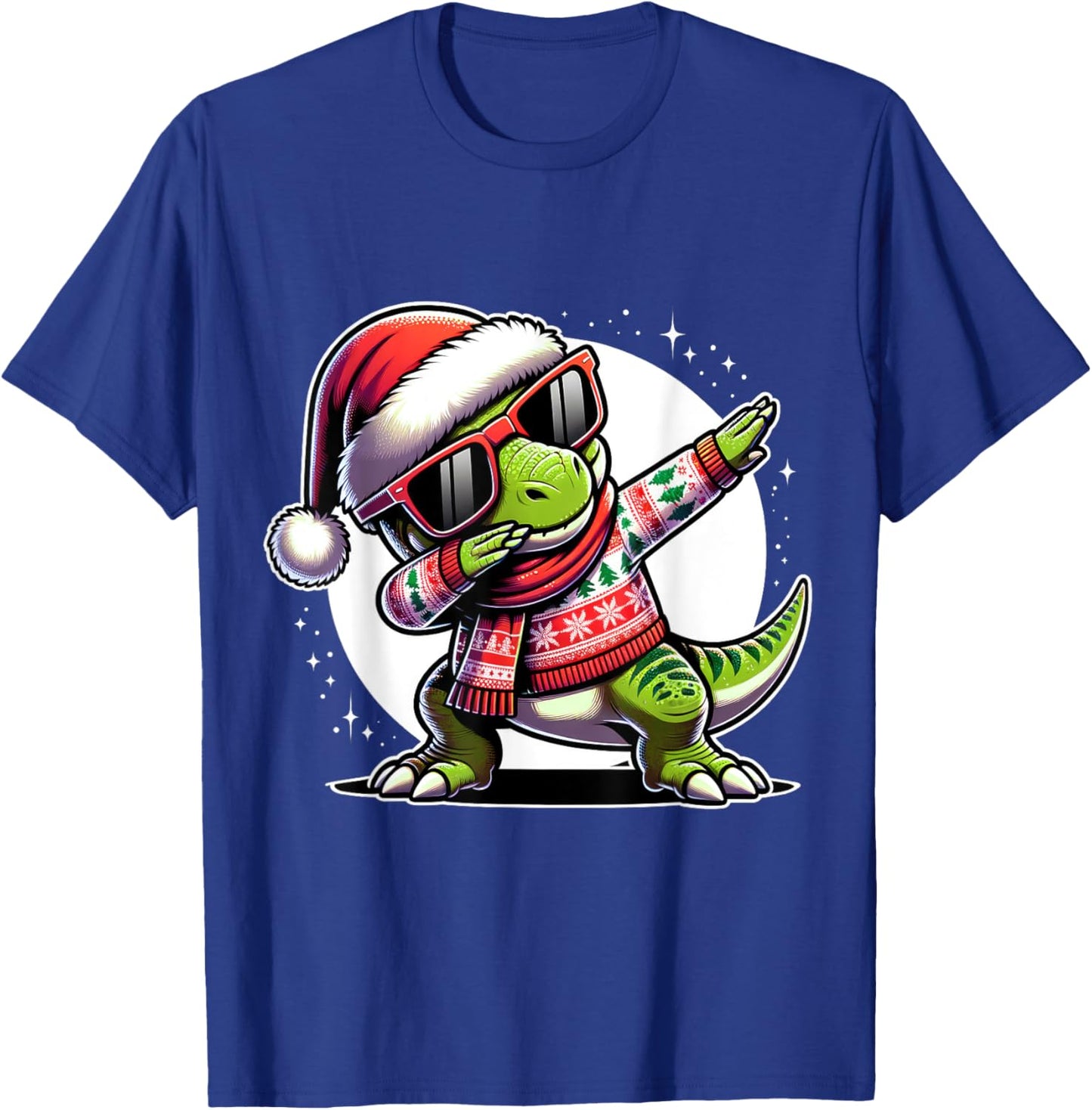 Christmas Dinosaur Boys Dabbing T Rex Santa Xmas Funny T-Shirt - T-Shirt | Royal