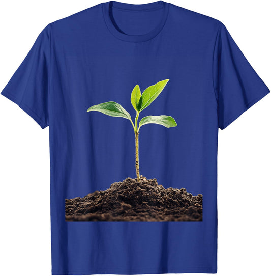 Plant Sprout Against Dark Background Nature T-Shirt - T-Shirt | Royal