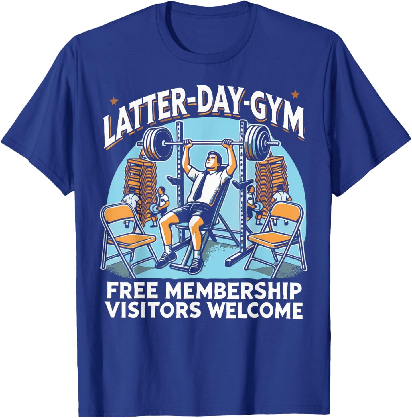 Latter-Day Gym Missionary LDS Church Funny Mormon T-Shirt - T-Shirt | Royal