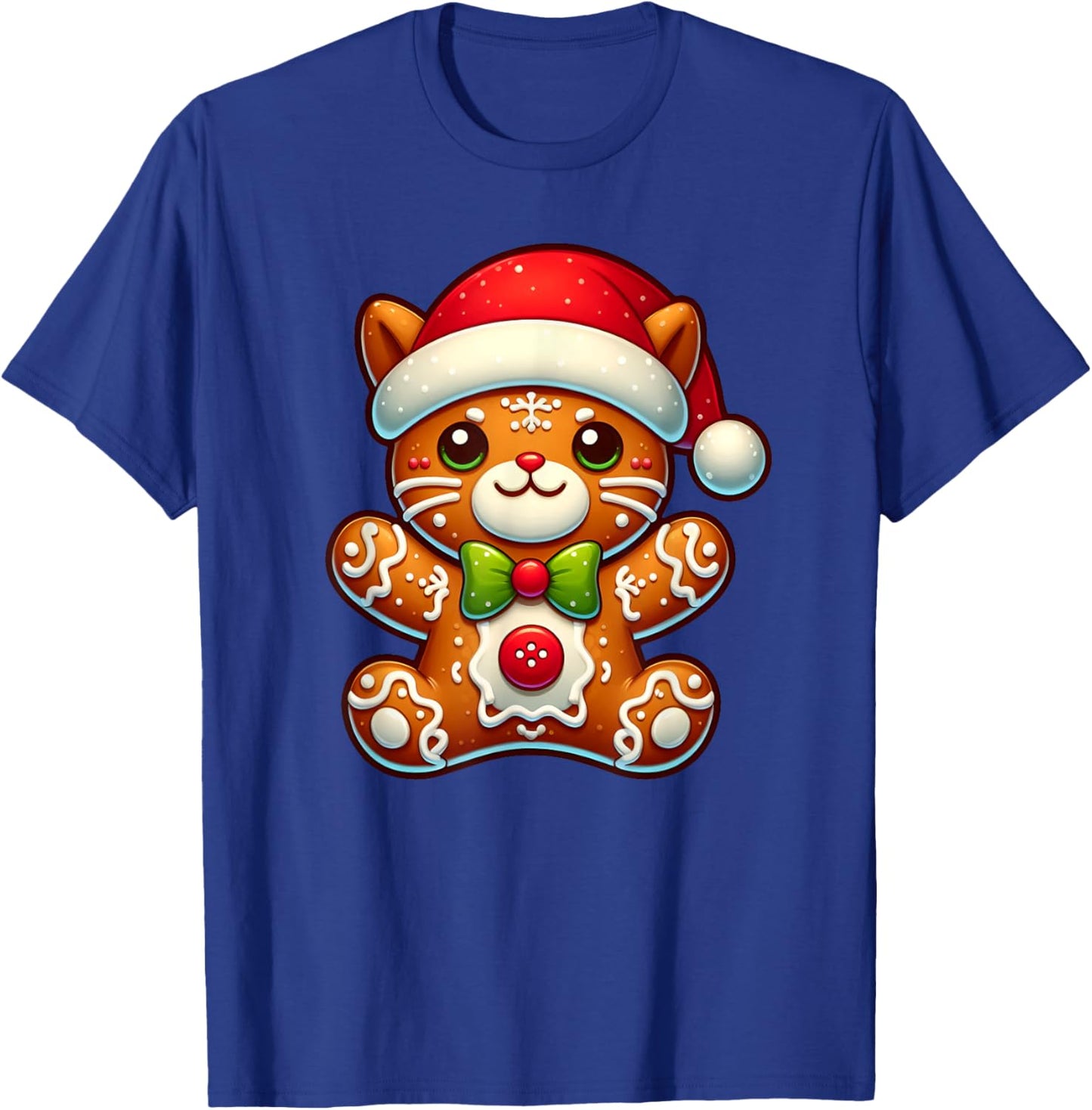 Funny Gingerbread Man Cat Christmas Kids T-Shirt - T-Shirt | Royal