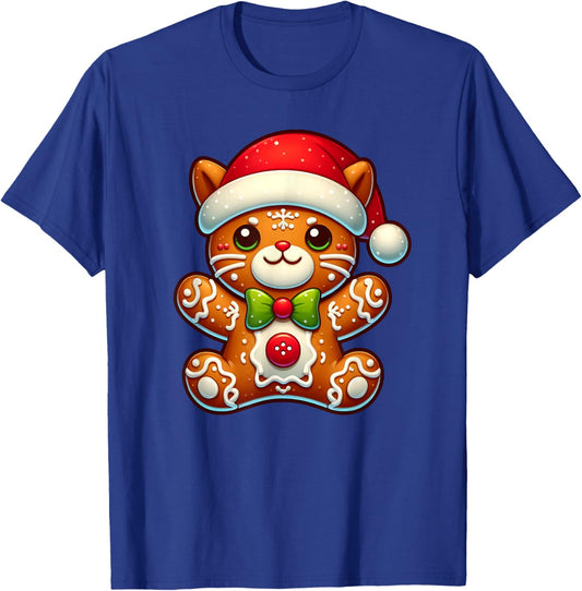 Funny Gingerbread Man Cat Christmas Kids T-Shirt - T-Shirt | Royal