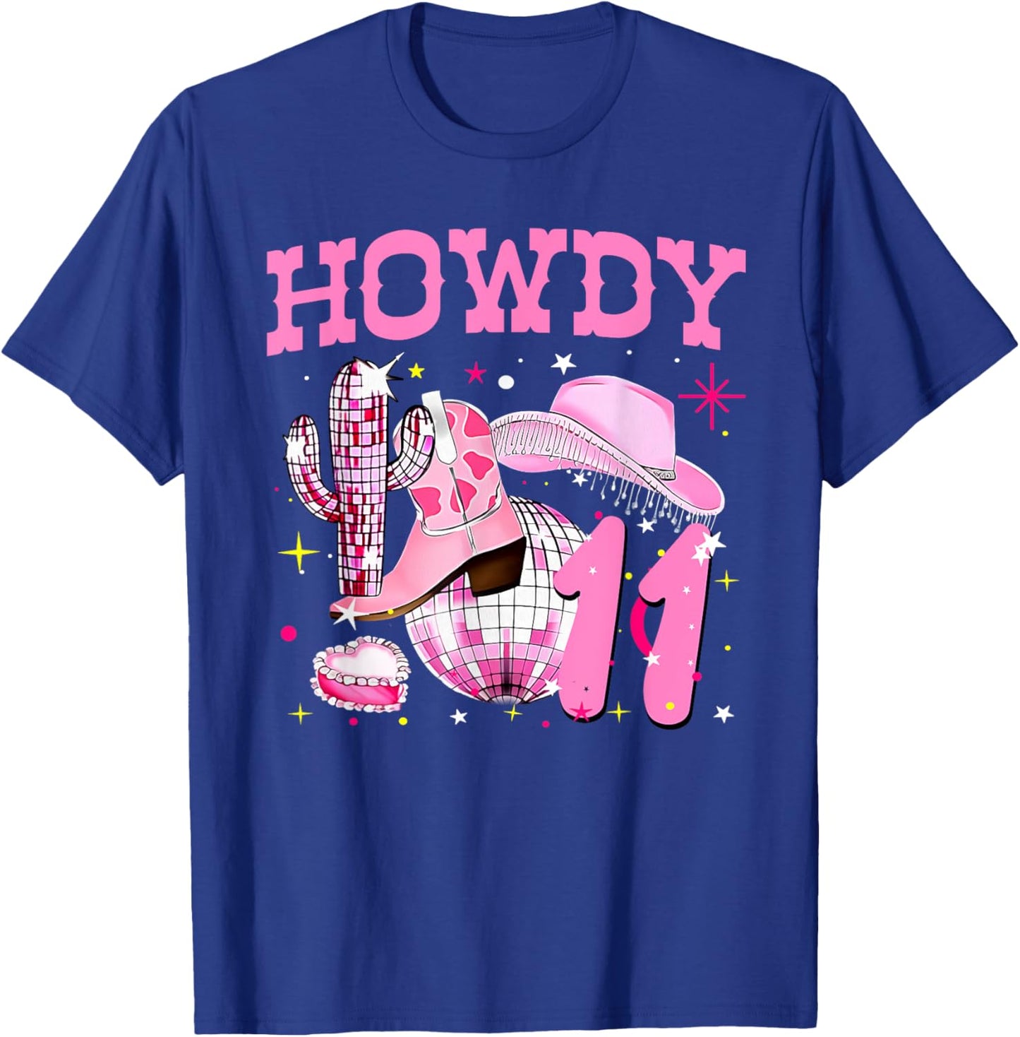 Howdy 11 Years Old Cowgirl 11th Birthday Western Girl T-Shirt - T-Shirt | Royal