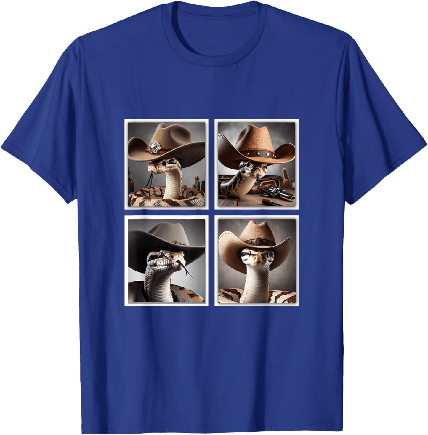 Snake In Cowboy Hat Funny Animal Photobooth Snake Owner T-Shirt - T-Shirt | Royal