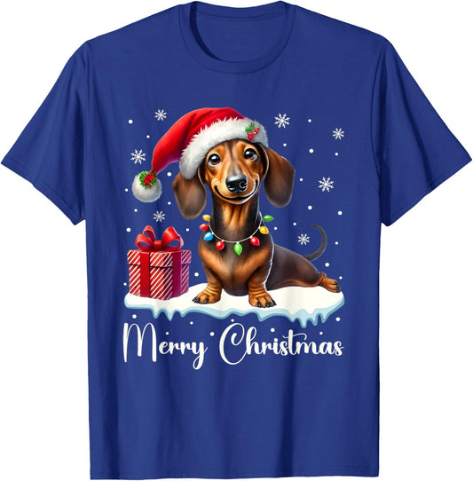 Christmas Pajamas Christmas Outfit Cute Dachshund Dog T-Shirt - T-Shirt | Royal