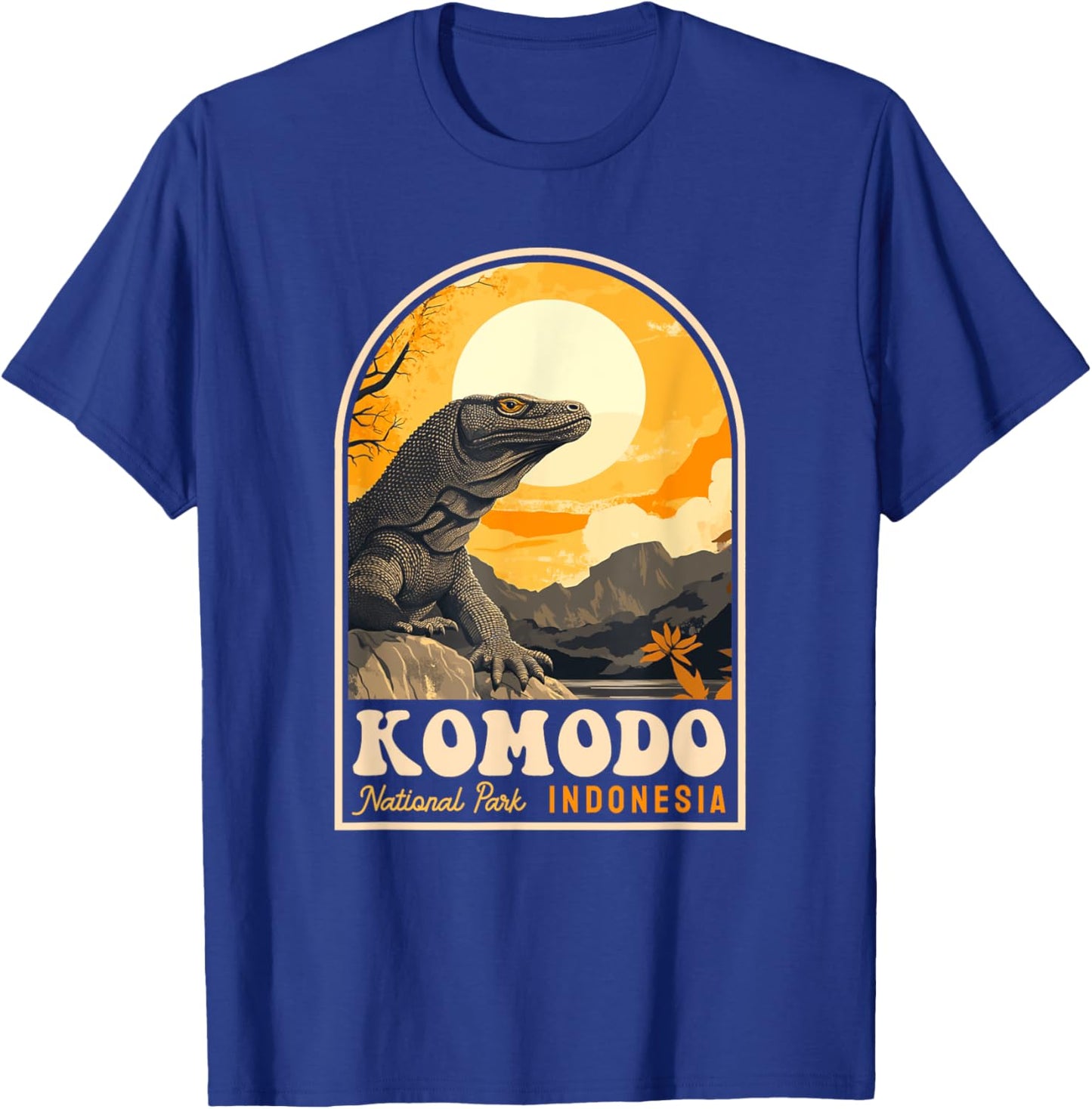 Komodo National Park Indonesia Retro Komodo Dragon Reptile T-Shirt - T-Shirt | Royal