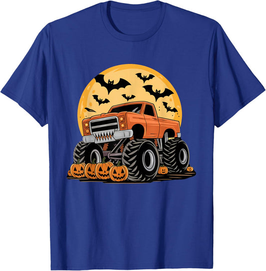 Halloween Shirts for Kids Boys Monster Truck Pumpkins T-Shirt - T-Shirt | Royal
