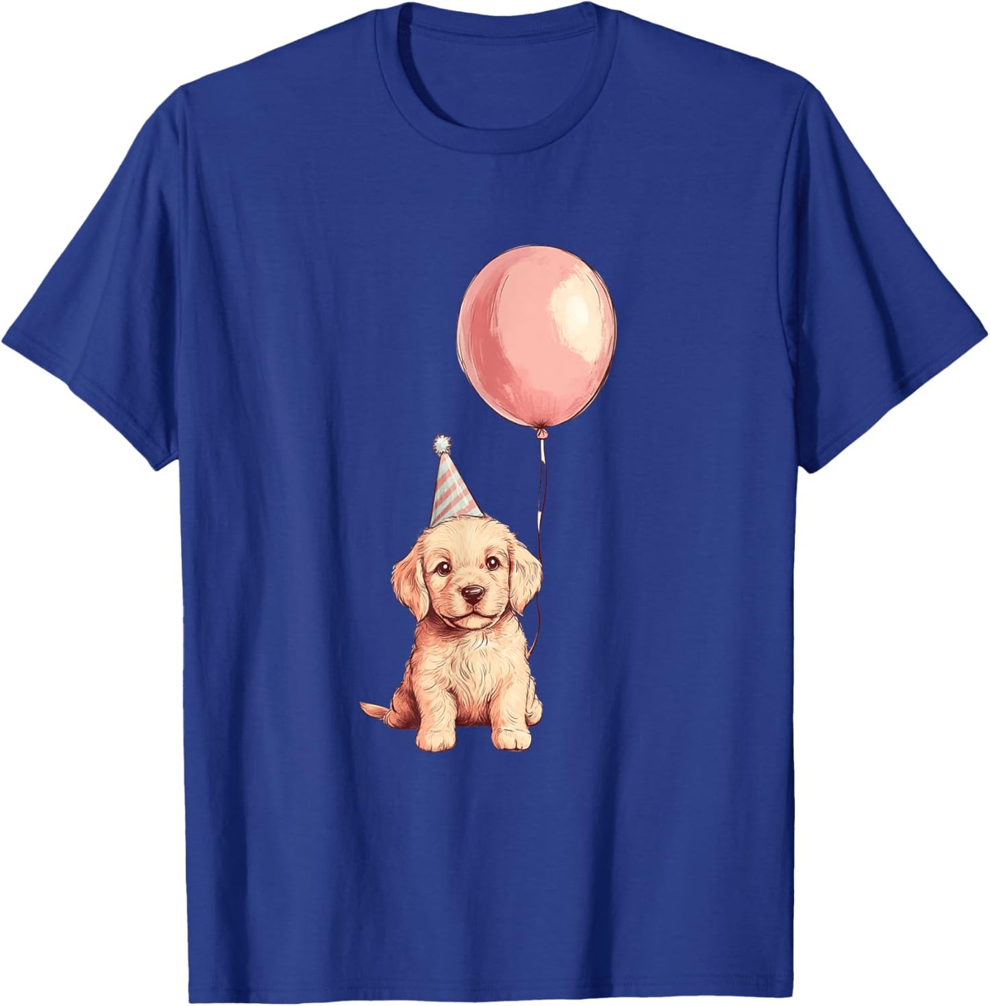 Cute Party Hat Puppy Birthday T-Shirt - T-Shirt | Royal