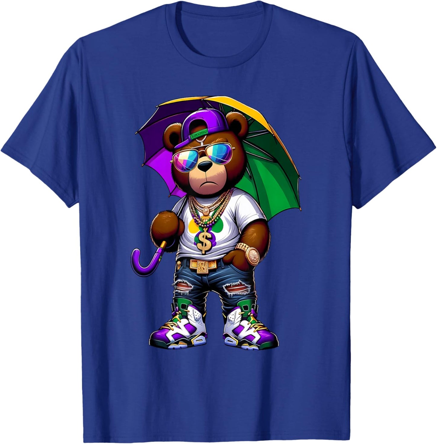 Mardi Gras for Boys Hip Hop Teddy Bear New Orleans T-Shirt - T-Shirt | Royal