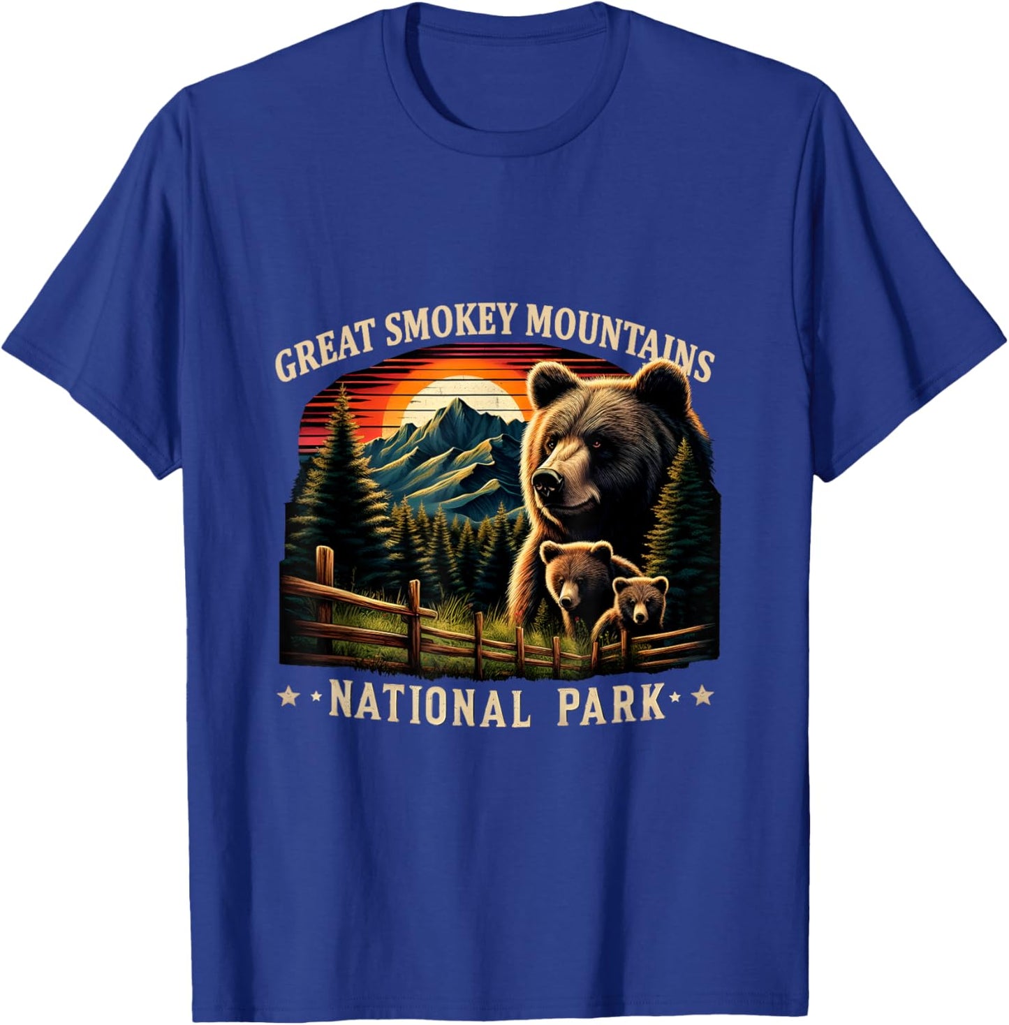 Black Bear Mother Great Smokey Mountains National Park T-Shirt - T-Shirt | Royal