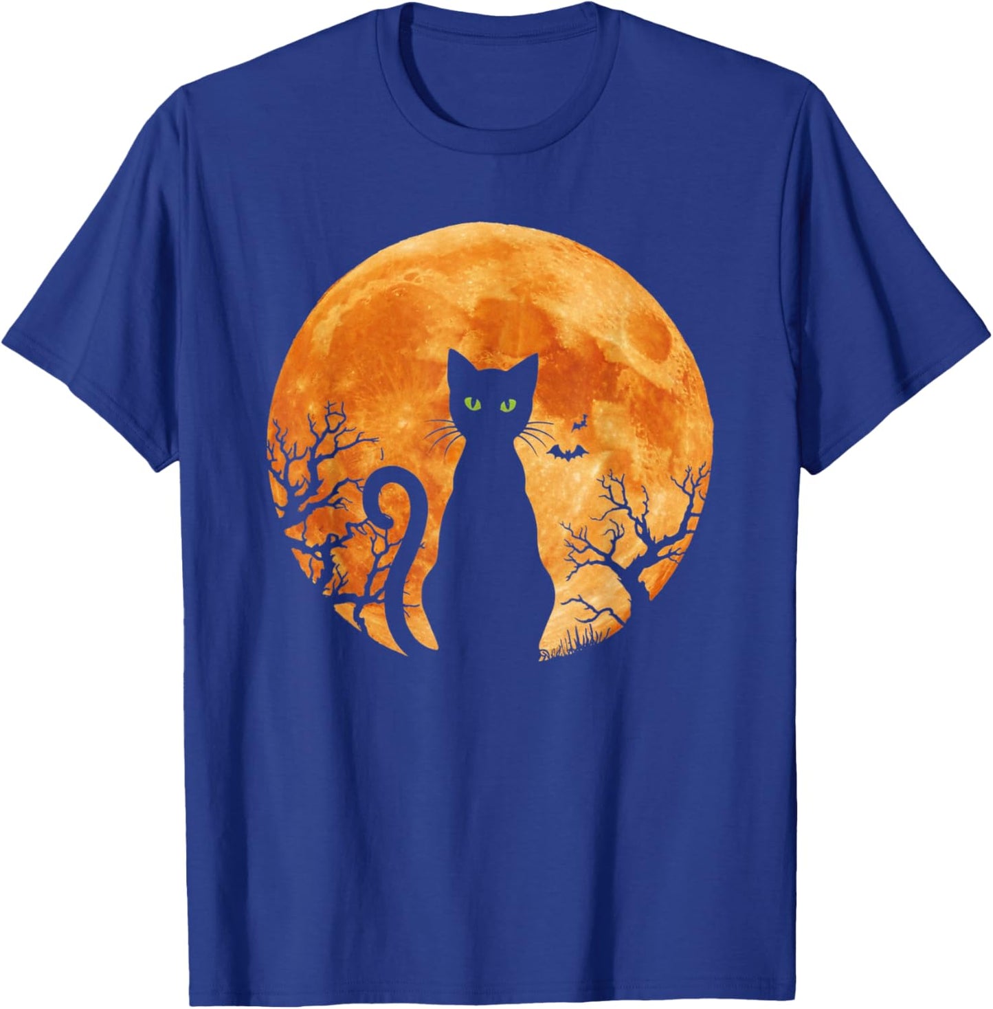 Scary Halloween Cat Costume Retro Cat Moon Vintage Gifts Women Kids T-Shirt - T-Shirt | Royal