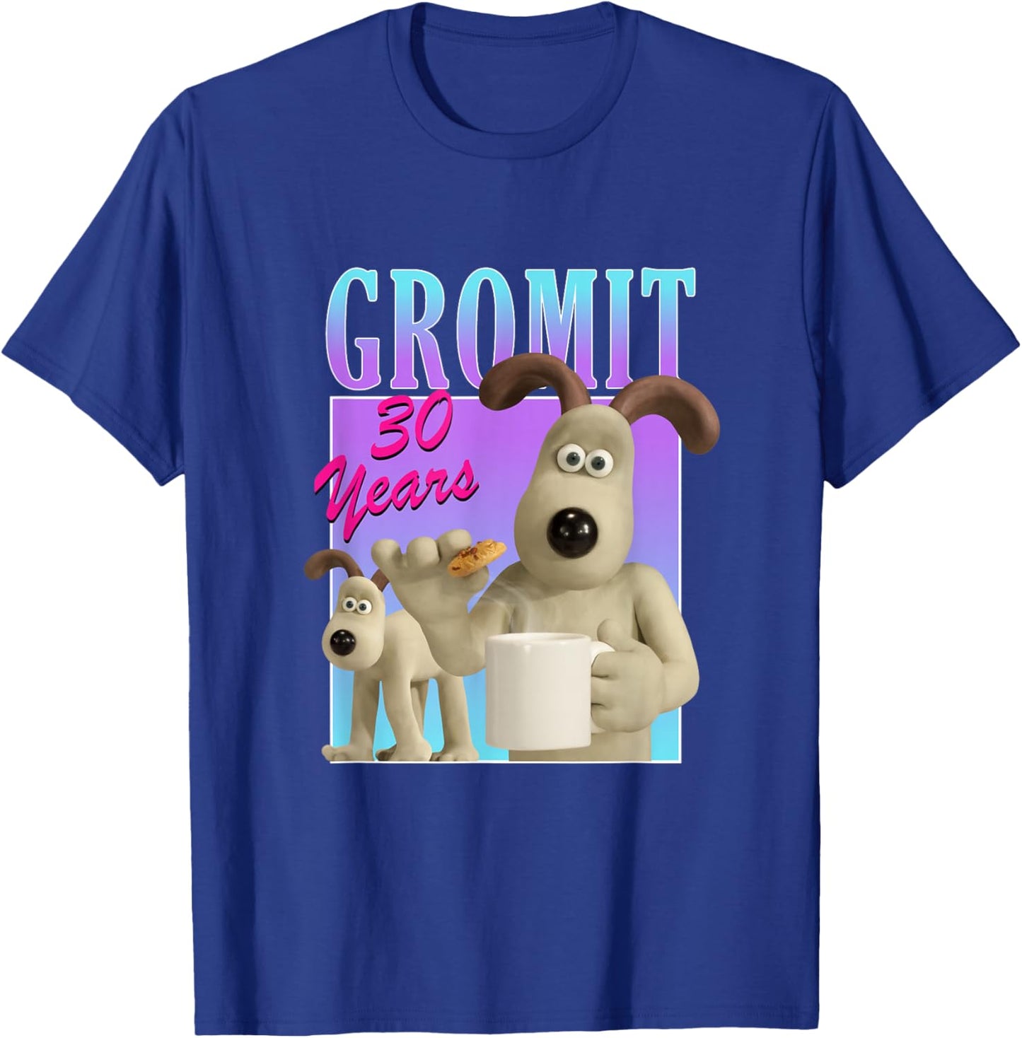 Wallace & Gromit Gromit 30th Logo Adults Kids Black Short Sleeve Modern Classic Cartoon T-Shirt - T-Shirt | Royal