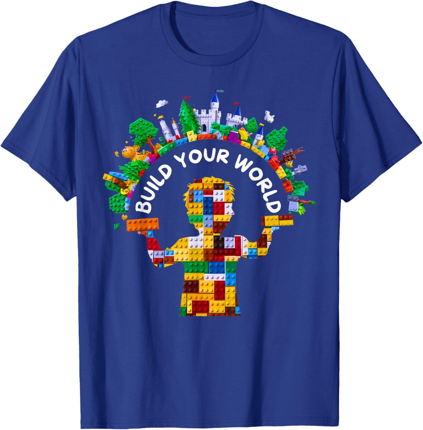 Master Builder Kids Building Blocks Brick Toys Birthday Boys T-Shirt - T-Shirt | Royal