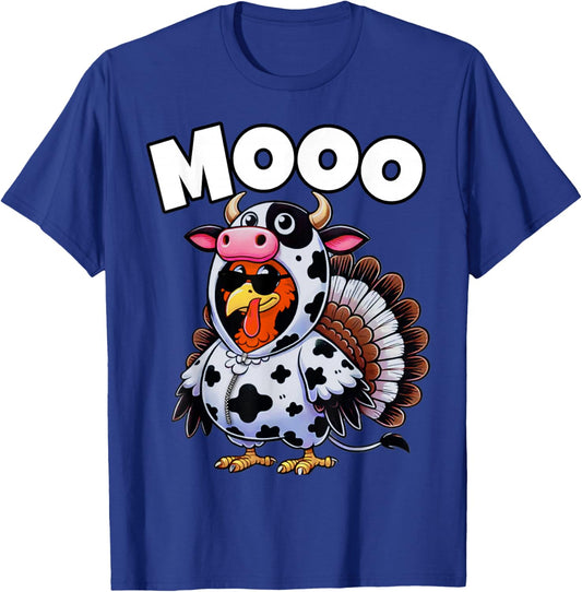Funny Thanksgiving Turkey Outfit As Cow | Funny Thanksgiving T-Shirt - T-Shirt | Royal