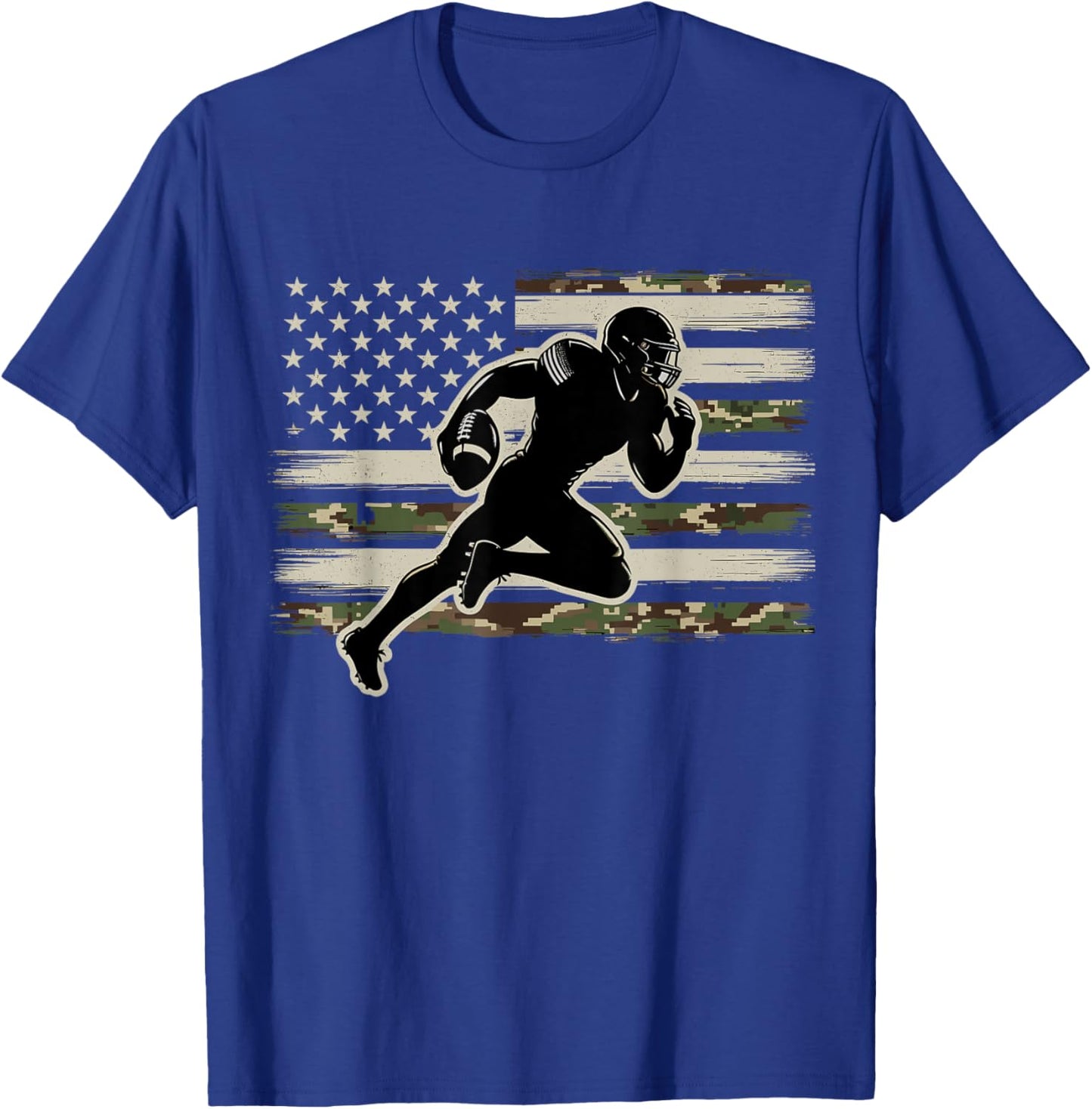 Football Camo US Flag American Football Player T-Shirt - T-Shirt | Royal