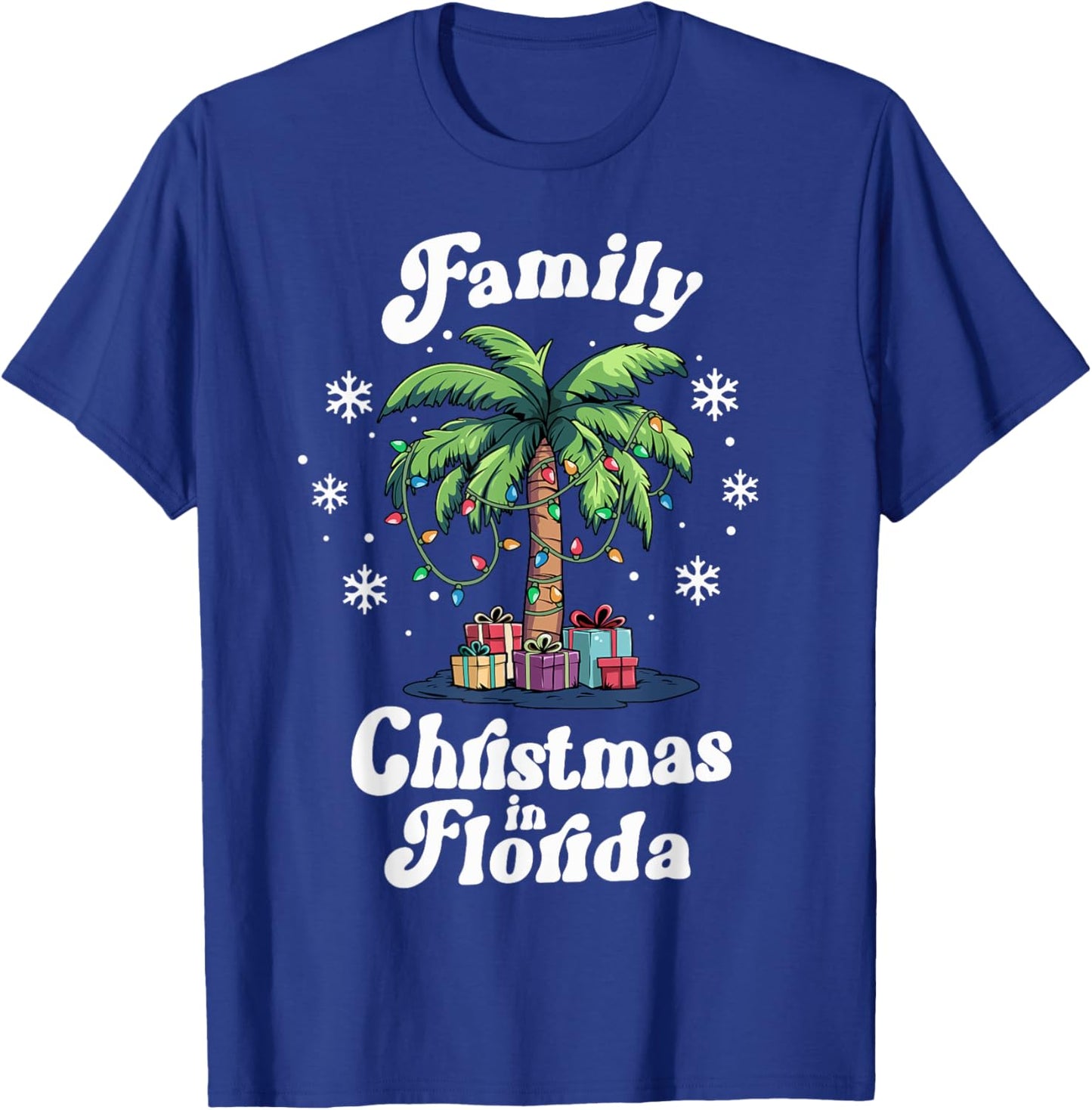 Matching Family Christmas in Florida Tropical Palm Tree T-Shirt - T-Shirt | Royal