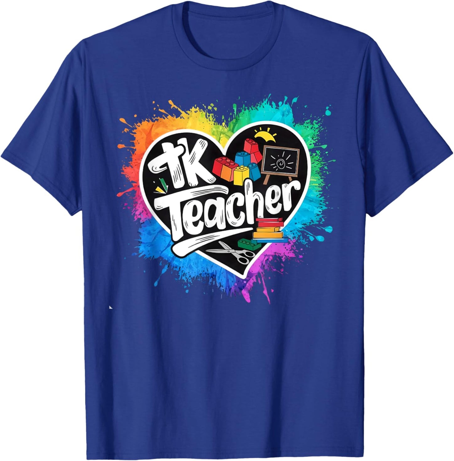 TK Teacher Transitional Kindergarten Heart Back To School T-Shirt - T-Shirt | Royal