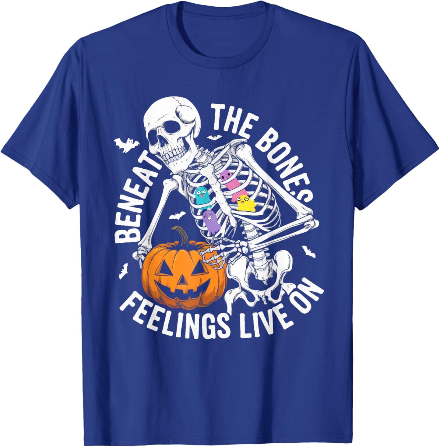Mental Health Awareness Skeleton Ghosts Halloween Cool Art T-Shirt - T-Shirt | Royal