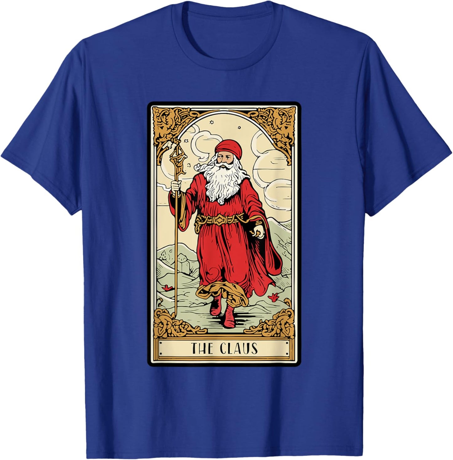 Vintage Santa Claus Card Christmas Aesthetic Mystical T-Shirt - T-Shirt | Royal