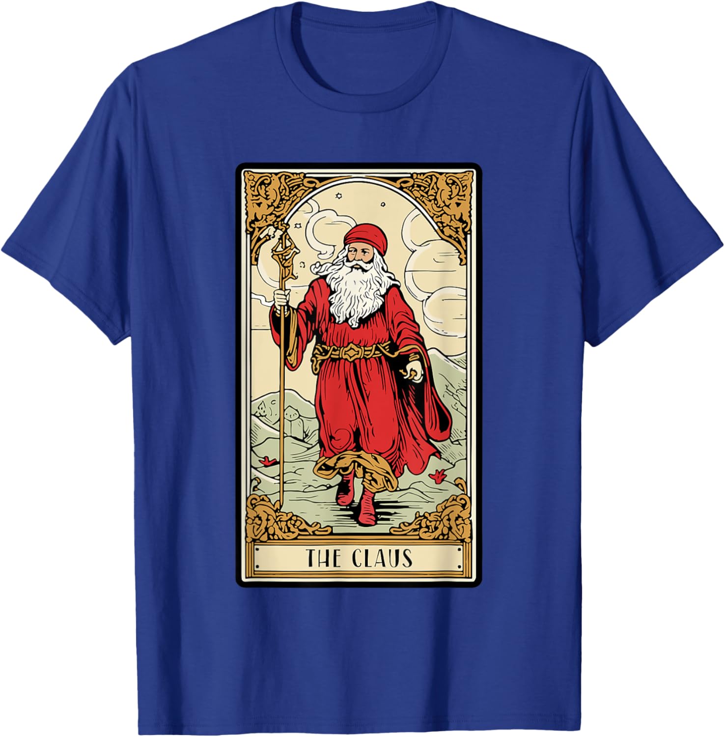 Vintage Santa Claus Card Christmas Aesthetic Mystical T-Shirt - T-Shirt | Royal