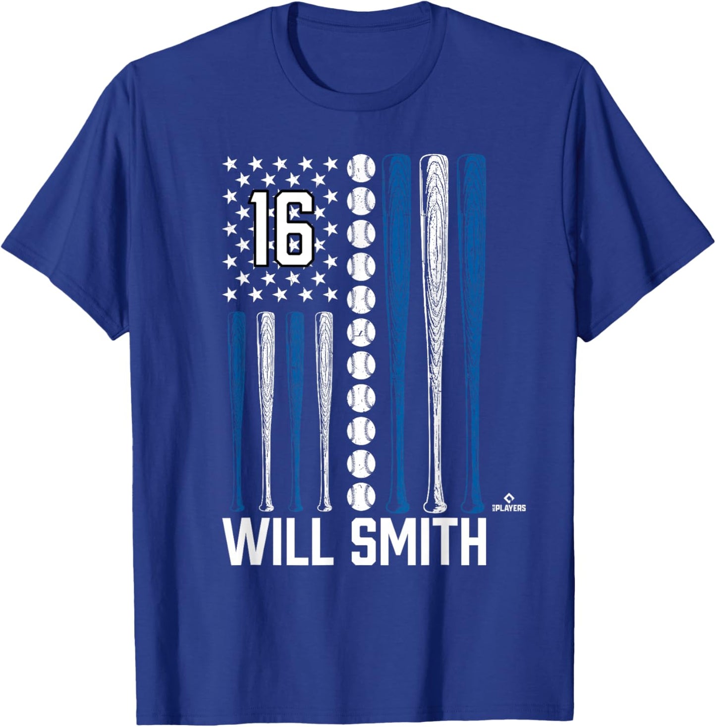 Baseball American Flag Will Smith Los Angeles Baseball MLBPA T-Shirt - T-Shirt | Royal