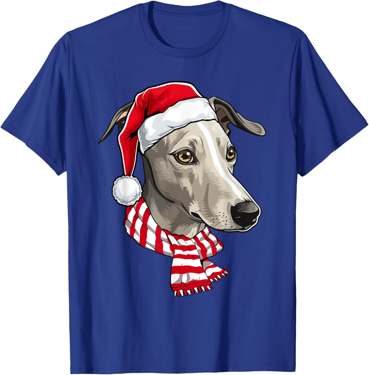 Santa Greyhound Christmas Dog Lover Men Women Kids T-Shirt - T-Shirt | Royal