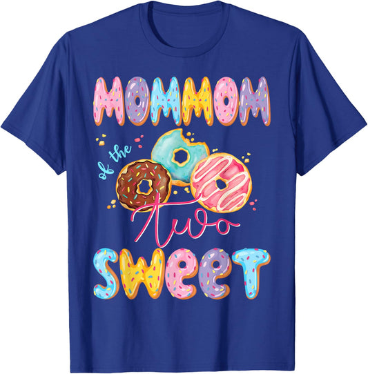 MomMom Of The Two Sweet Donut Matching 2Nd Birthday Girl T-Shirt - T-Shirt | Royal