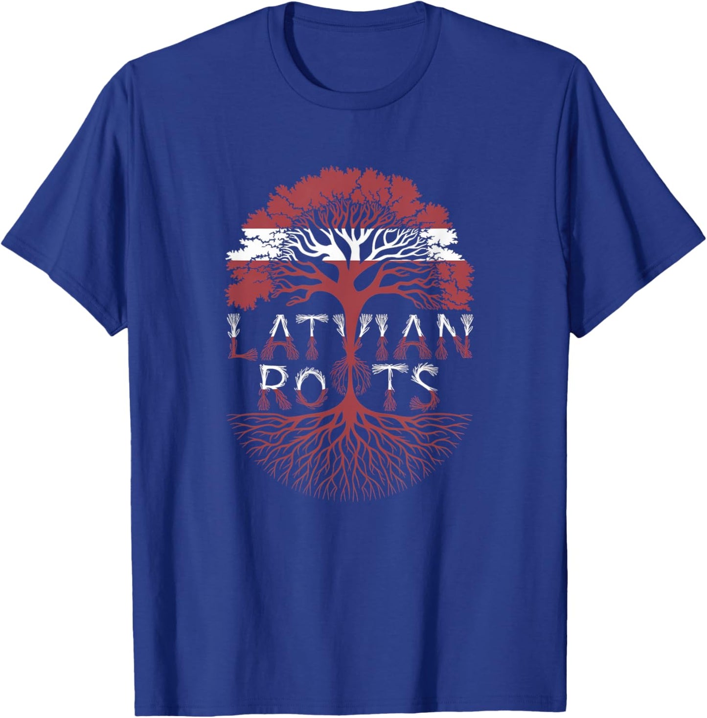 Latvian Roots - Latvia Flag Colors Family Tree Souvenir T-Shirt - T-Shirt | Royal
