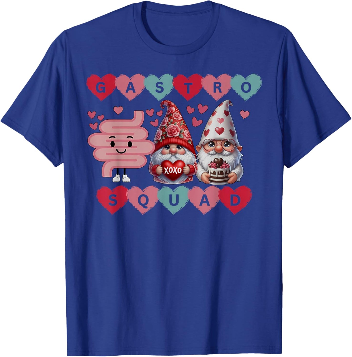 Cute Heart Gnomes Gastro Squad Valentines Endoscopy Nurse. T-Shirt - T-Shirt | Royal