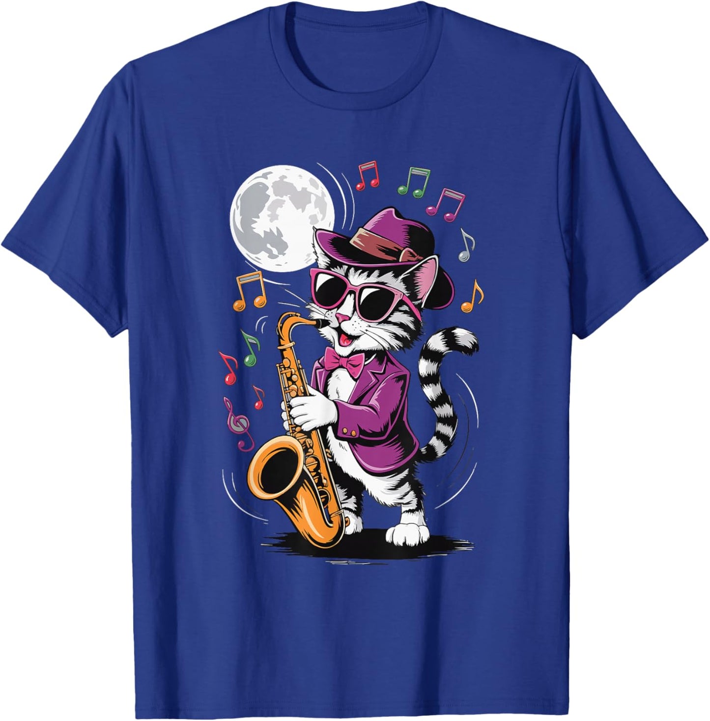 Cat Playing Saxophone T-Shirt - T-Shirt | Royal