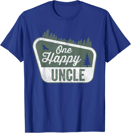 One Happy Uncle Matching Family Birthday Party Camping T-Shirt - T-Shirt | Royal