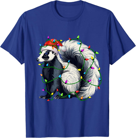 Skunk Santa Christmas Tree Lighting Xmas Funny T-Shirt - T-Shirt | Royal