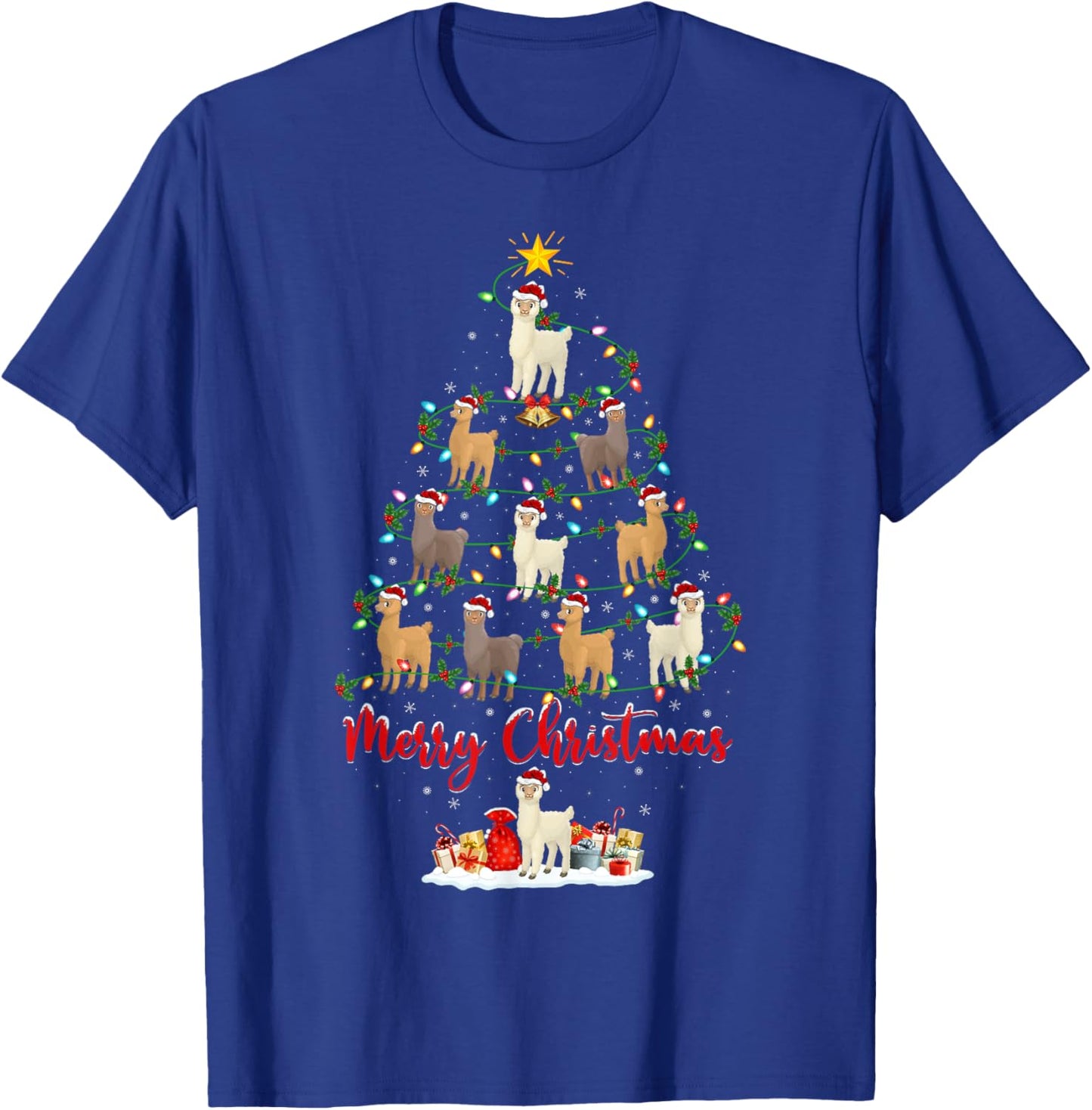 Alpaca Xmas Lighting Santa Alpaca Christmas Tree T-Shirt - T-Shirt | Royal