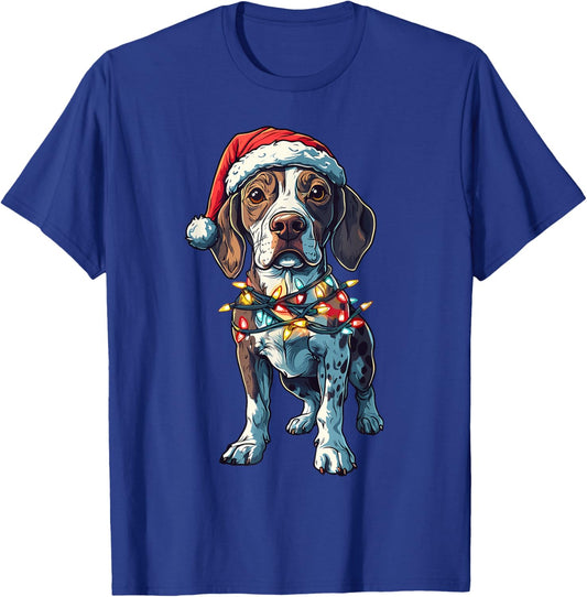 German Shorthaired Pointer Santa GSP Christmas Lights Xmas T-Shirt - T-Shirt | Royal