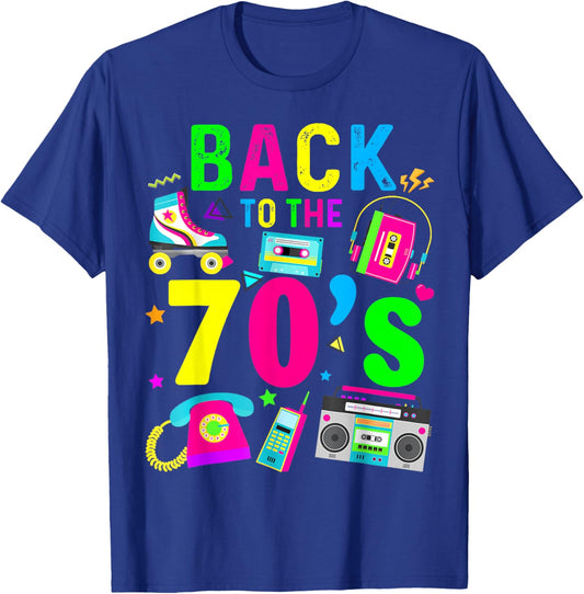 Back To 70's 1970s Vintage Style Eighties Retro Party T-Shirt - T-Shirt | Royal