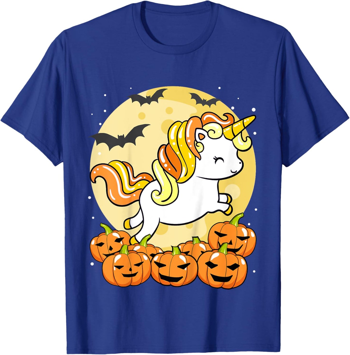 Kids Girls Unicorn Halloween Jack O Lantern Pumpkin Toddler T-Shirt - T-Shirt | Royal