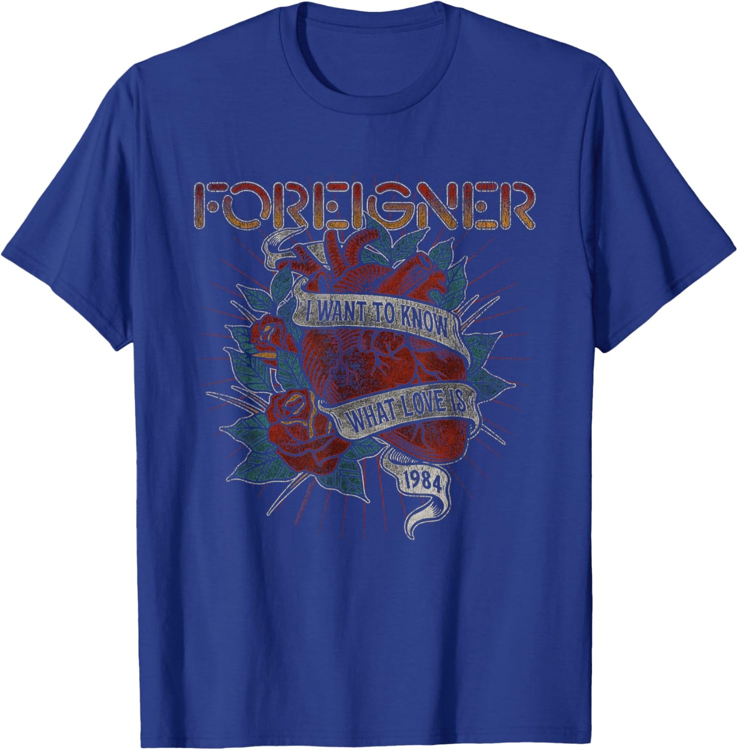 Foreigner Know What Love Is Heart Rose Tattoo Vintage Band T-Shirt - T-Shirt | Royal