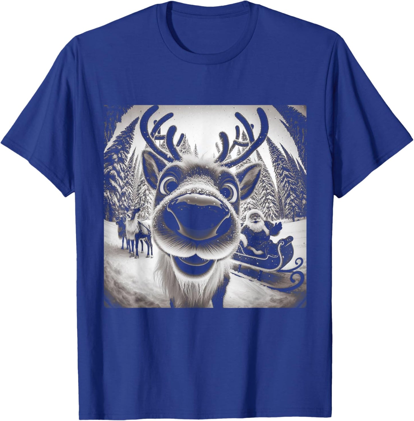 Funny Reindeer Selfie Christmas T-Shirt - T-Shirt | Royal