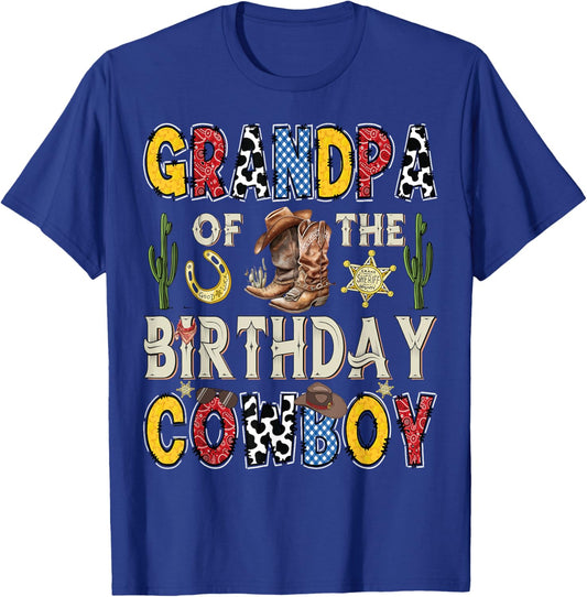 Grandpa Of The Birthday CowBoy Rodeo Grandpa Western T-Shirt - T-Shirt | Royal