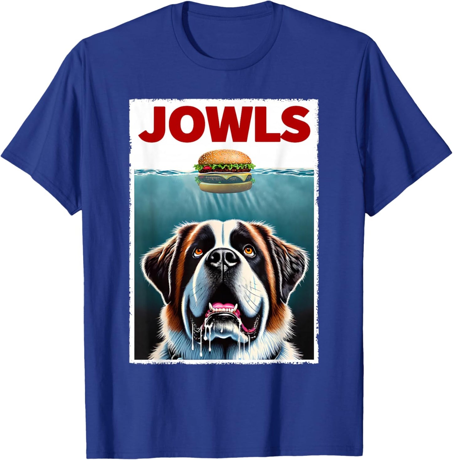Funny Saint Bernard and Hamburger Parody Jowls Dog Lover Men Women Kids T-Shirt - T-Shirt | Royal