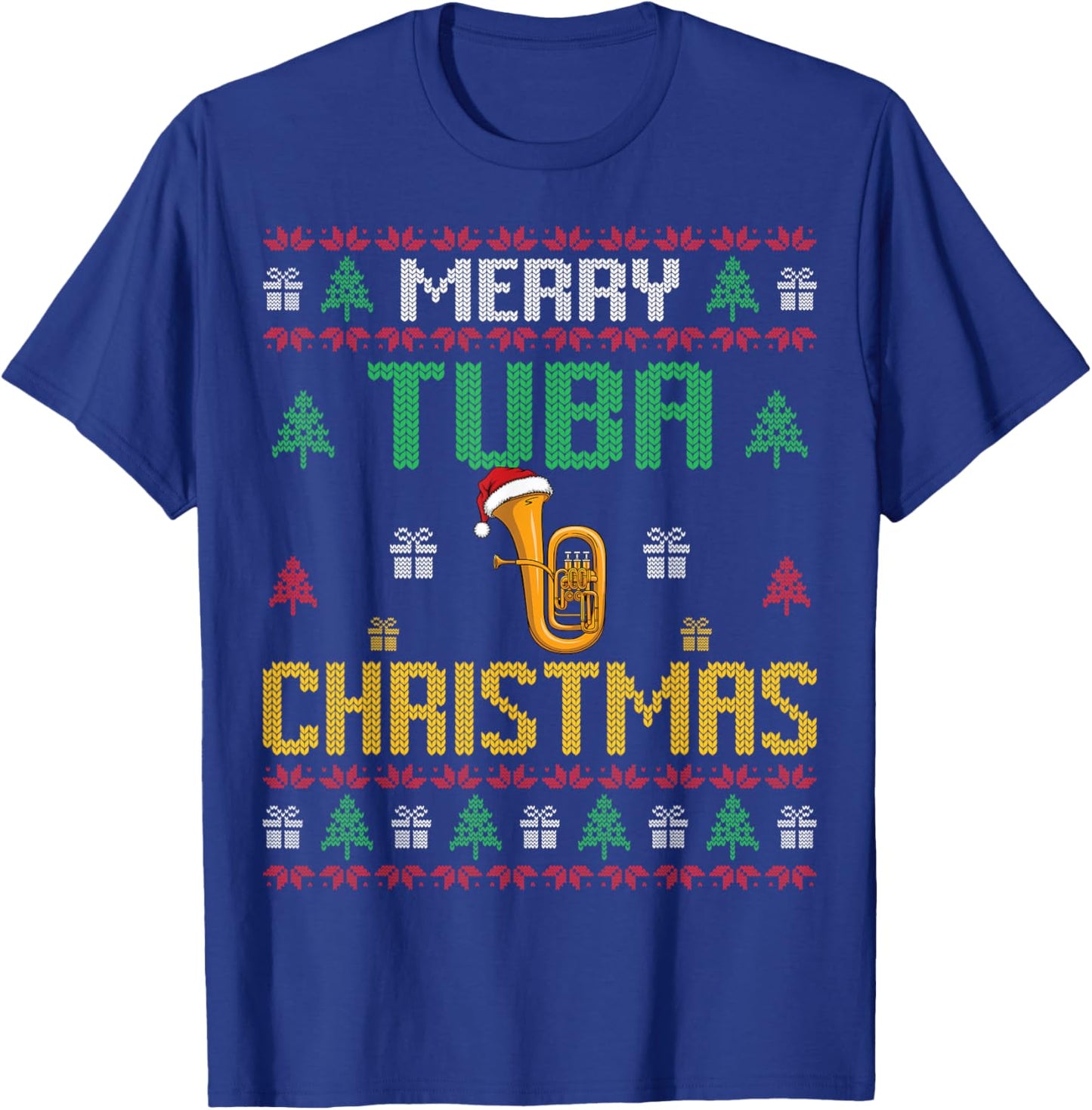 Merry Tuba Christmas Funny Tuba Player Ugly Xmas Holiday T-Shirt - T-Shirt | Royal